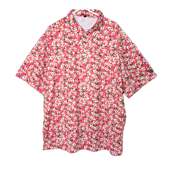 Brisara Other - Mens Golf Polo Shirt Moisture Wicking 3XL Pink White Plumeria Polo hirt